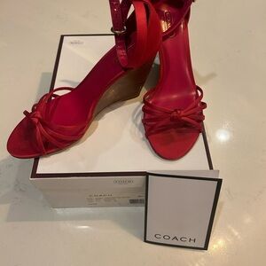 Coach Women's Vibrant Red Wedge Sandals